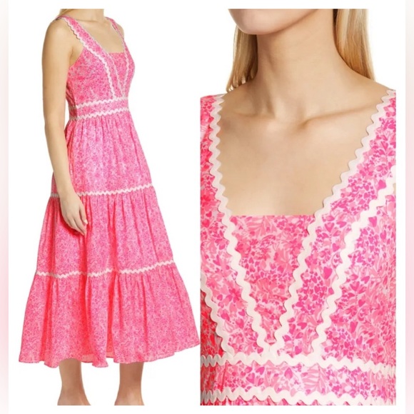 New Lilly Pulitzer Womens Pollie Cotton Dress Pink Shandy Invest A Gator Size 4 - Picture 2 of 9